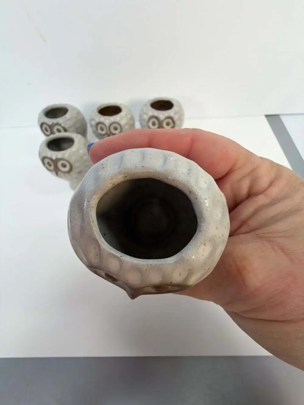 Vintage Lion's Valley Stoneware Owl Bud Vases by David Stewart - Set of 5